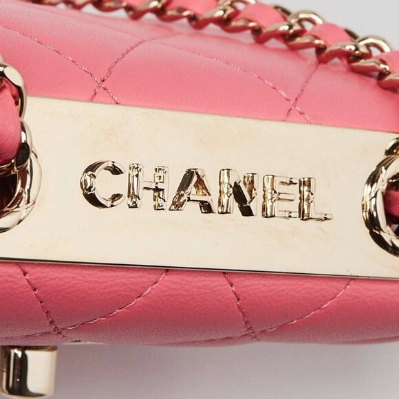 Chanel Coral Quilted Lambskin Leather Mini Trendy CC Clutch with Chain Bag - Picture 5 of 11